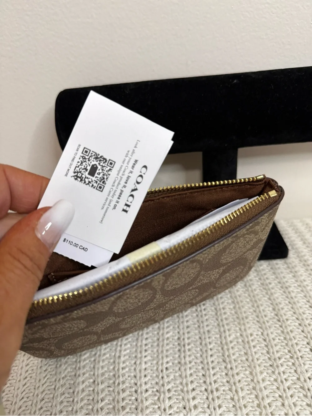 Coach NWT Signature Coated Canvas Wristlet in Brown